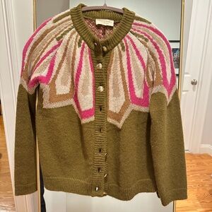 Sezane Hamel Cardigan Khaki / Multi-coloured - Size S